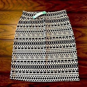Renee C Black and White Geo Print Pencil Skirt Size: MP